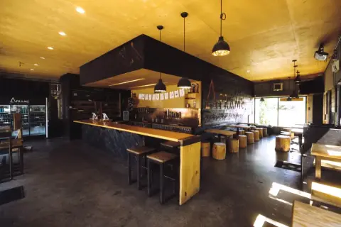 The bar and tap room at A-FRAME Brewing in Squamish