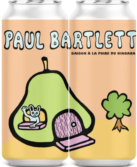 Cans of À La Dérive Paul Bartlett, a saison with pear