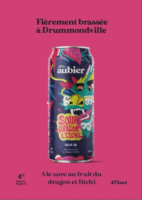 A can of Aubier Sour Dragon, a dragon fruit and lychee sour