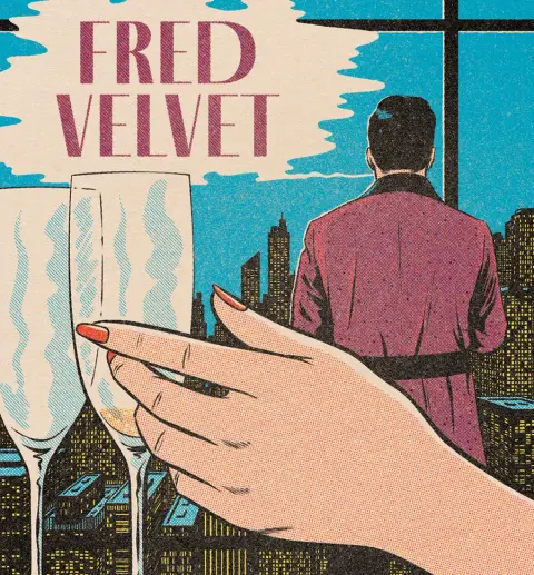 Label art for Avant-Garde Fred Velvet, an Armagnac-barrel wheat wine