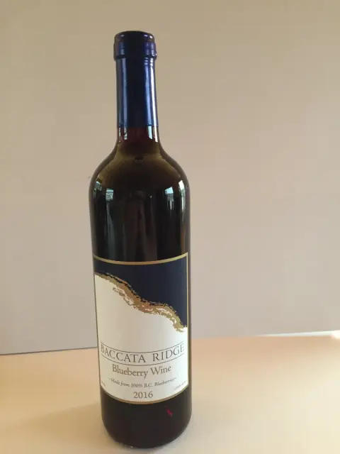 Baccata Ridge blueberry wine bottle