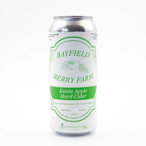 A can of Bayfield Berry Farm Estate Apple Hard Cider