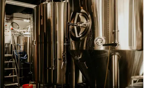 Brewing tanks at Big Beaver Brewing in Okotoks