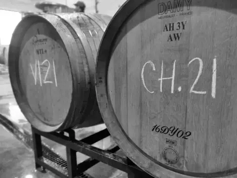 Barrels at Black Bank Hill winery
