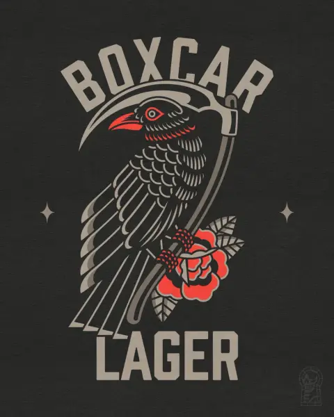 Black Kettle Boxcar Lager label art