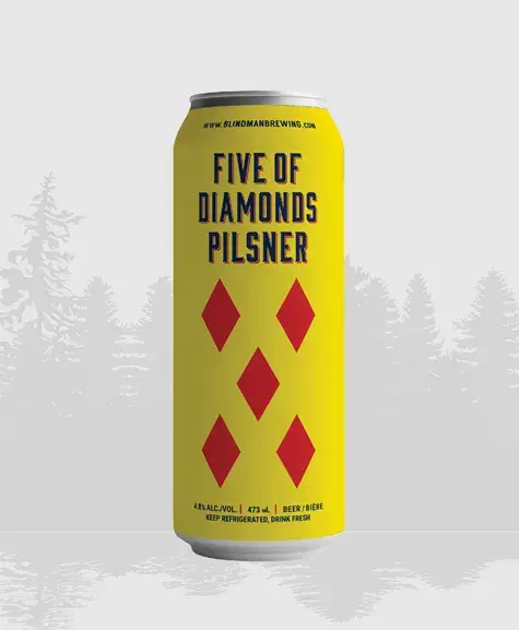 A can of Blindman Five of Diamonds Pilsner