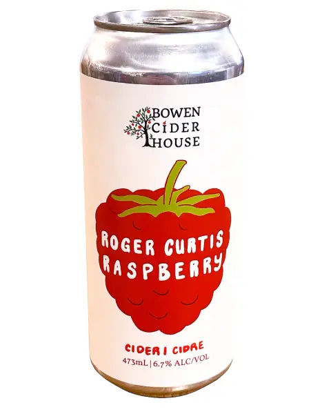 A can of Roger Curtis Raspberry cider