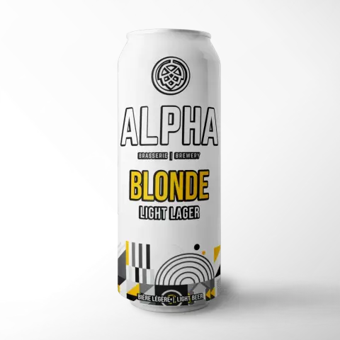 Can of Brasserie Alpha blonde light lager