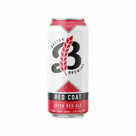 A 473 ml can of Breton Brewing Red Coat Irish Red Ale