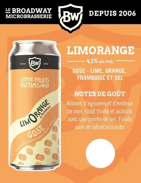 Bière légère sure et salée, Limorange, 4.1% alc./vol.