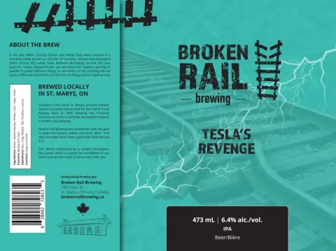 Broken Rail Tesla's Revenge IPA label