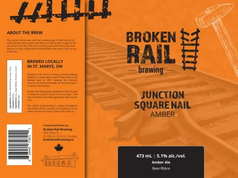 Broken Rail Junction Square Nail amber label
