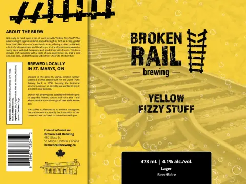 Broken Rail Yellow Fizzy Stuff lager label