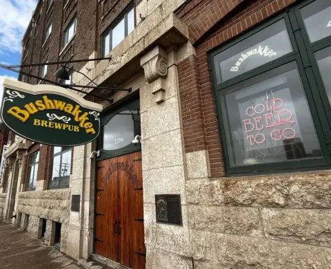 The Bushwakker Brewpub entrance in the Strathdee Building, Regina