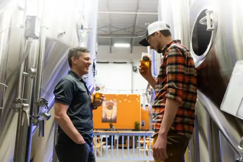 Brewing tanks at Canmore Brewing Company