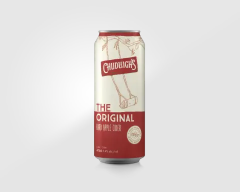 A four-pack of Chudleigh's Original Cider cans