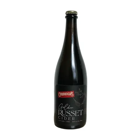 A bottle of Chudleigh's Golden Russet Cider
