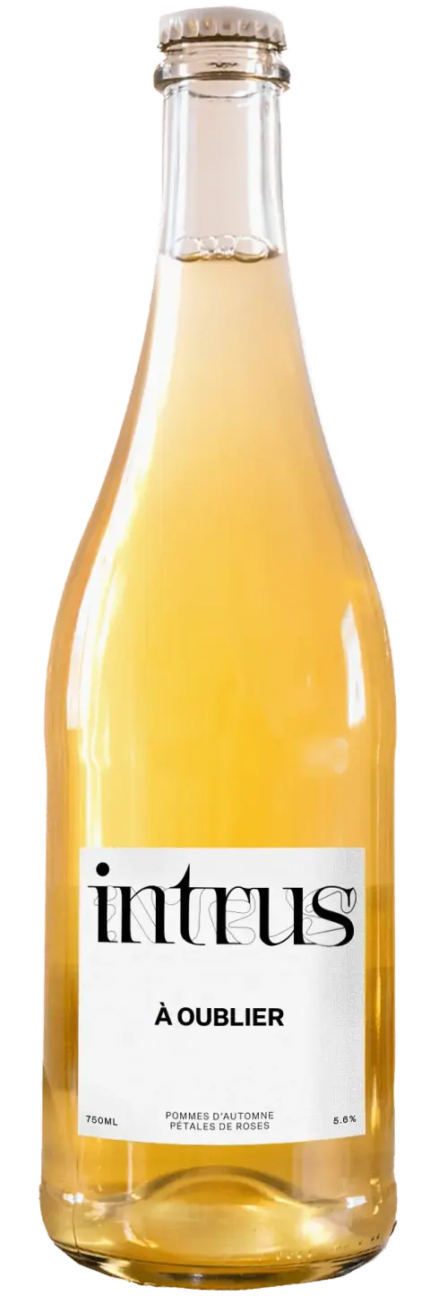 A bottle of Intrus cider