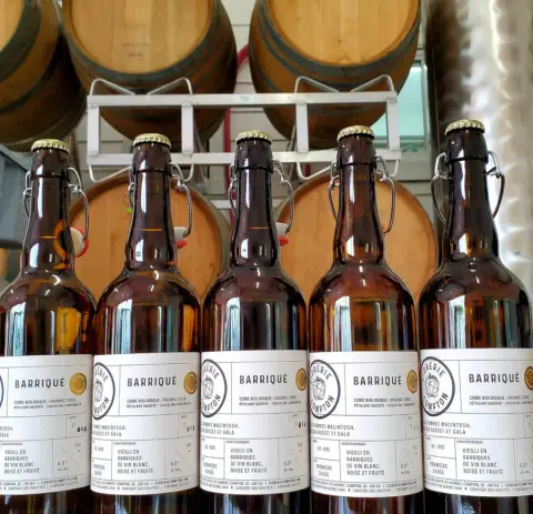 Bottles of Cidrerie Compton oak-aged organic cider