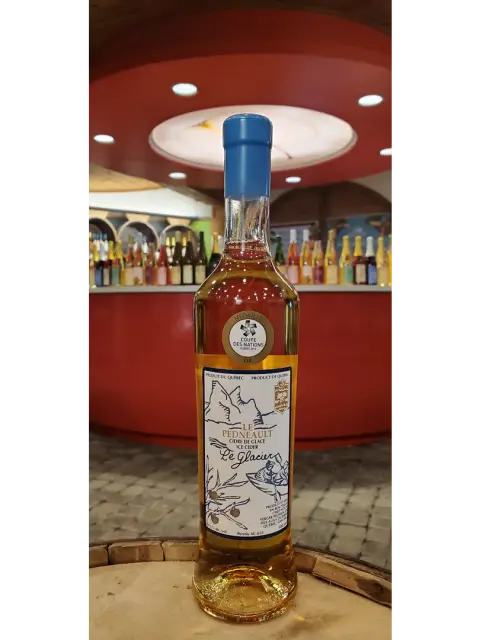A bottle of Pedneault Glacier, a cider made from frozen apples