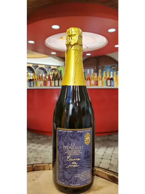 A bottle of Pedneault Écume de mer, a traditional-method sparkling cider