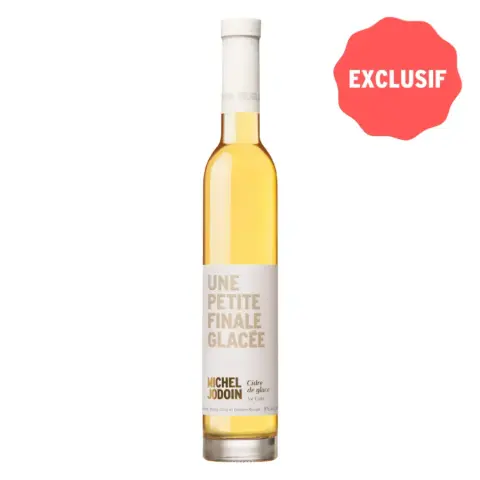 A 375 mL bottle of Michel Jodoin Cidre de Glace Doré ice cider