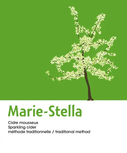 A bottle of Cidrerie Saint-Antoine Marie-Stella, a traditional-method sparkling cider