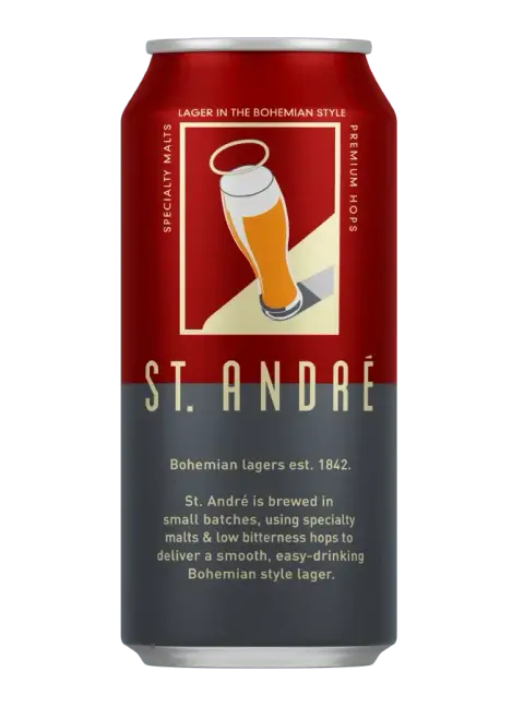 St. André amber lager can
