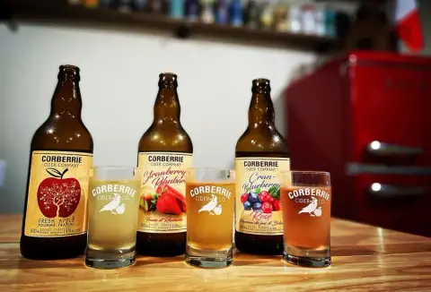 Corberrie Cider Company Fresh Apple, Strawberry Rhubarb and Cran-Blueberry ciders