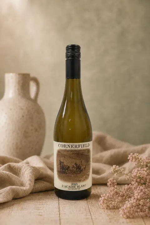 A bottle of Cornerfield L'Acadie Blanc