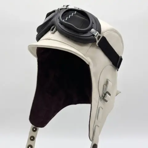 Cream Leather Aviator Hat – Simon Model
