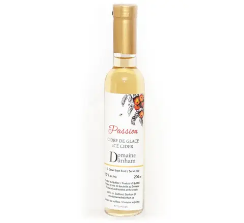 Bottle of Passion ice cider from Domaine de Dunham