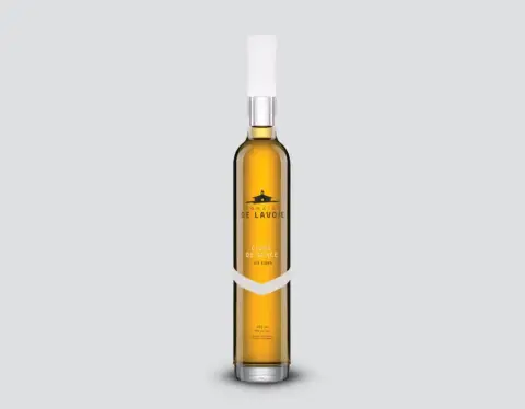 A bottle of Domaine de Lavoie ice cider