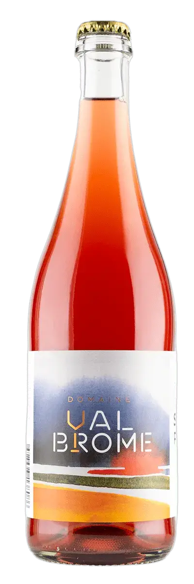 A bottle of Domaine ValBrome Spartan sur Pinot noir, a red-tinted sparkling cider