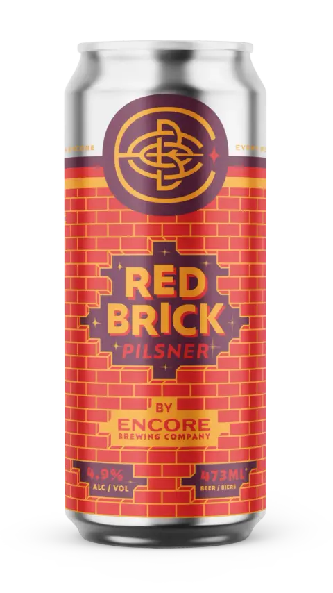 Red Brick Pilsner 473 ml can by Encore Brewing Company