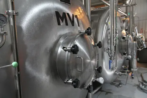Stainless brewing vessel at Fahr Brewery