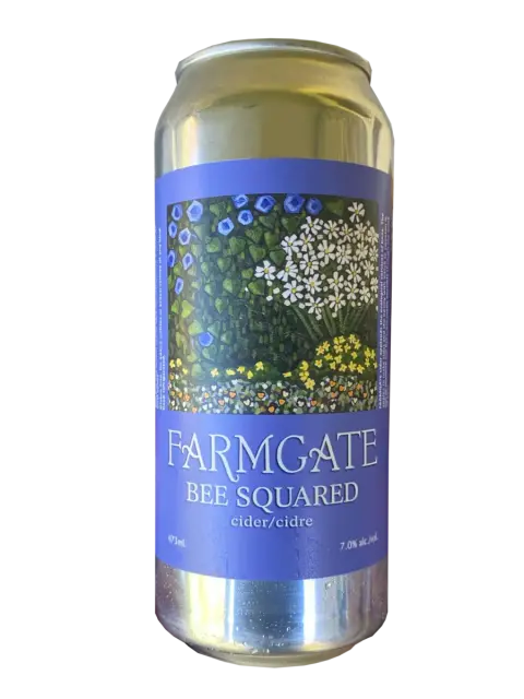 Cans of Farmgate Bee Squared Craft Cider