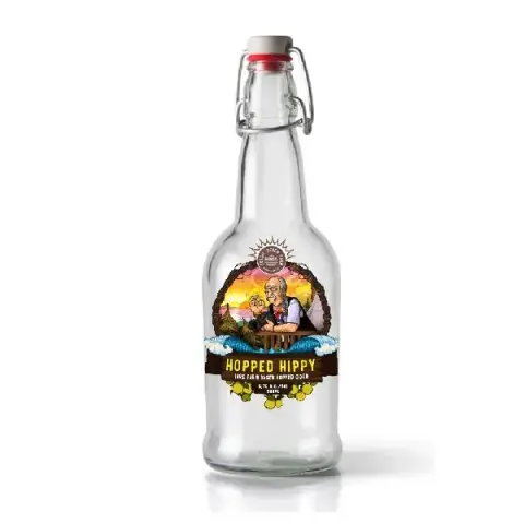 Fossil Beach Farm Hopped Hippy cider label