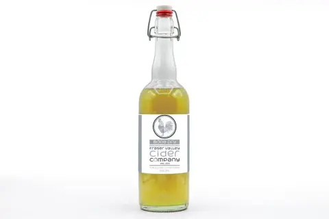 A 750ml bottle of Fraser Valley Cider Bone Dry