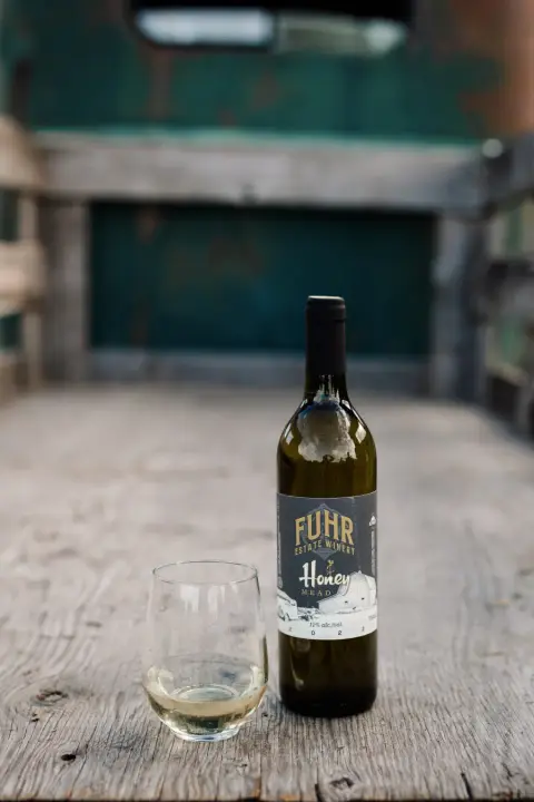 A bottle of Fuhr Estate Honey Mead