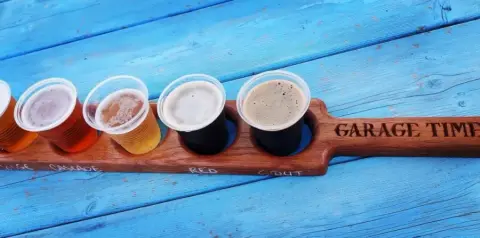 A flight of Garage Time beers
