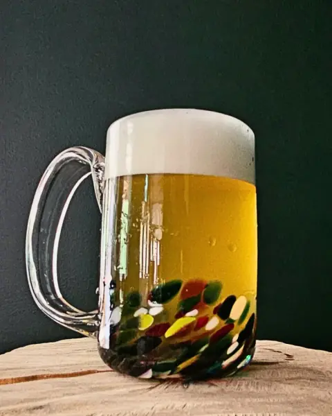 Hand-blown glass beer mugs