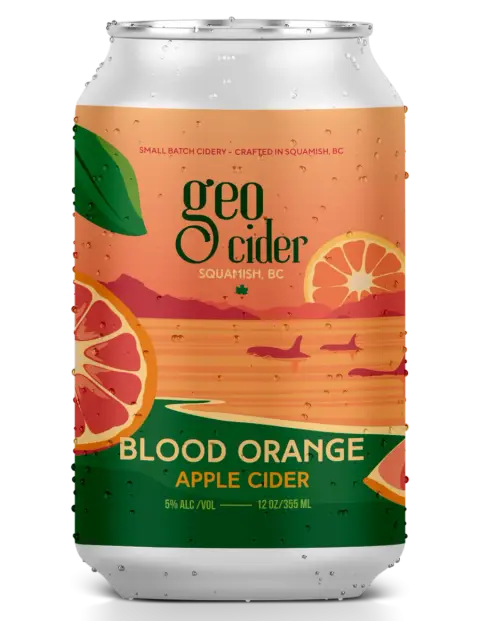A can of Geo Cider Blood Orange apple cider