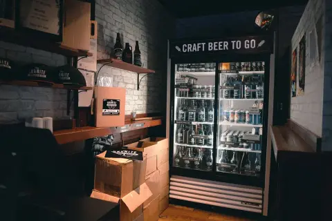 A full fridge of Granite beer in the beer store
