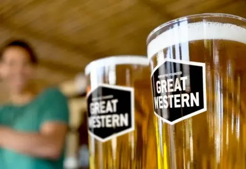 Two glasses of Great Western lager