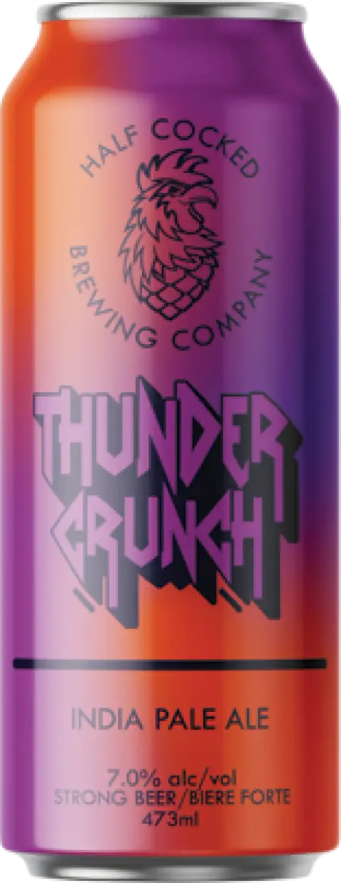 Thunder Crunch IPA can from Half Cocked Brewing
