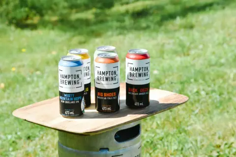 Hampton Brewing Co. cans on display