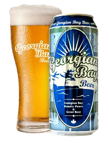 Can of Georgian Bay Beer beside a poured glass