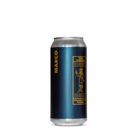 Can of Marco Polo Italian pilsner