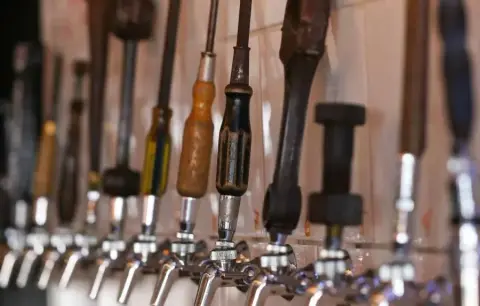 Tap handles at Kahnawake Brewing